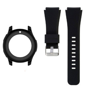Комплект: силиконовый ремінець чорний + чохол чорний для Samsung Gear S3 Frontier / Samsung Galaxy 46mm
