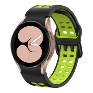 Силіконовий перфорований ремінець Galaxy Sport для Samsung Galaxy Watch 4 / 5 / 6 чорно-зелений 20mm