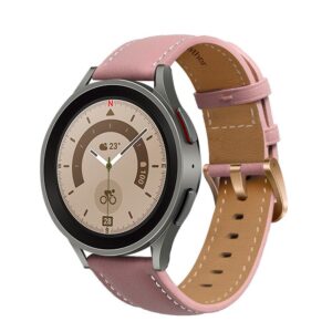 Шкіряний ремінець Premium для Samsung Galaxy Watch Active (1,2) / Samsung Galaxy Watch (41mm,42mm) / Samsung Gear Sport коричнево-рожевий 20mm