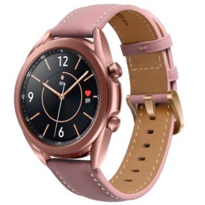 Шкіряний ремінець Premium для Samsung Galaxy Watch 4 / 5 / 6 коричнево-рожевий 20mm