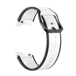 Силіконовий ремінець Double Line для Samsung Galaxy Watch 4 / 5 / 6 біло-чорний 20mm L