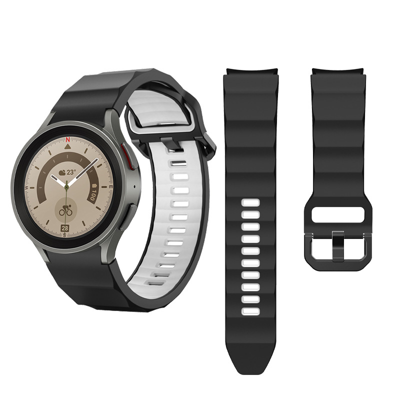 silikonovij-reminecz-ribbed-dlya-samsung-galaxy-watch-4-5-chorno-bilij-20mm-l-2