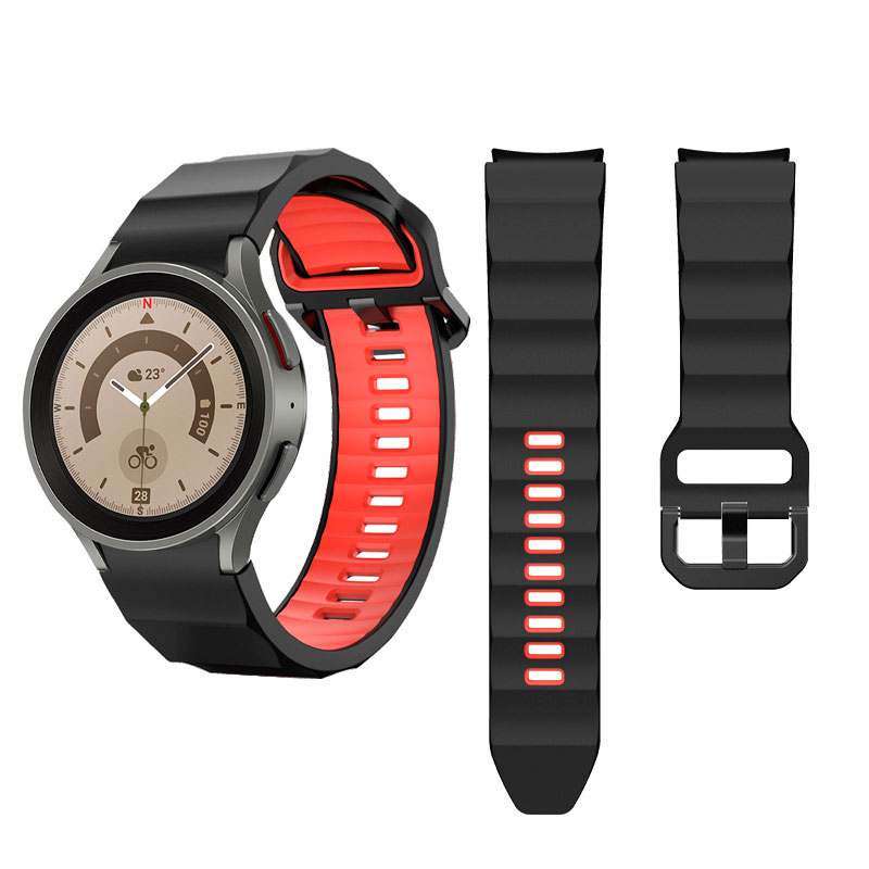 silikonovij-reminecz-ribbed-dlya-samsung-galaxy-watch-4-5-chorno-chervonij-20mm-l-2