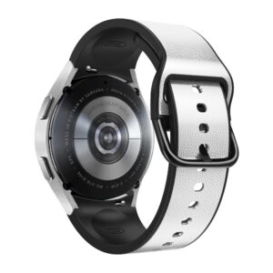 Шкіряний ремінець West для Samsung Galaxy Watch 4 / 5 / 6 бiло-чорний 20mm