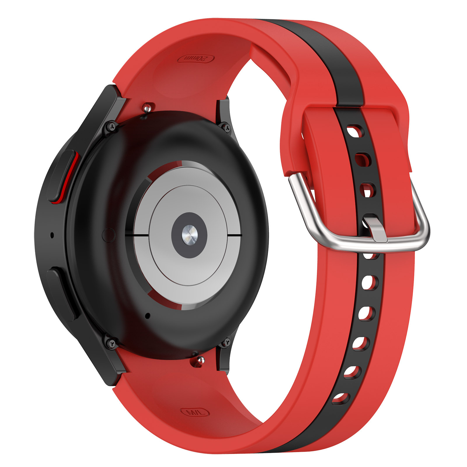 silikonovij-reminecz-d2-dlya-samsung-galaxy-watch-4-5-chervono-chornij-20mm-2