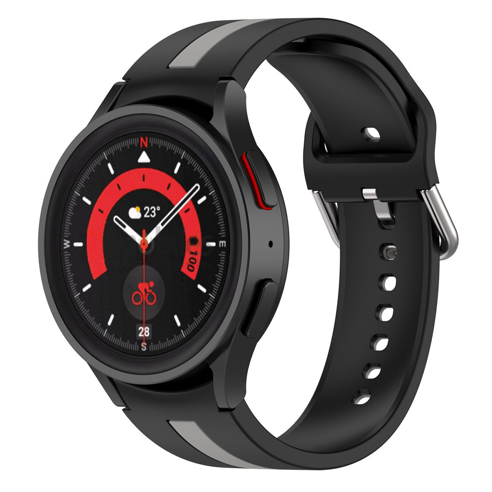 silikonovij-reminecz-d2-dlya-samsung-galaxy-watch-4-5-chorno-sirij-20mm-1