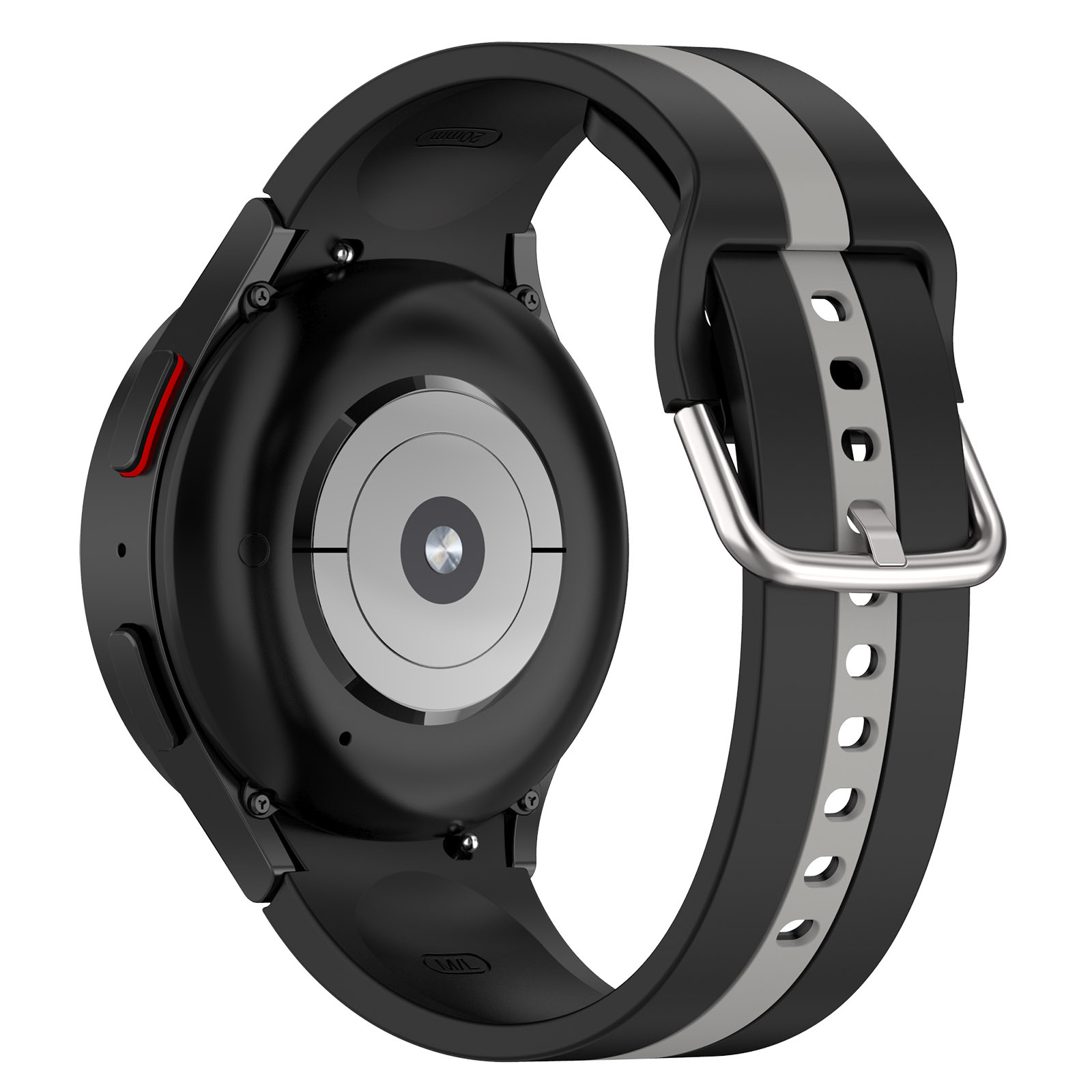silikonovij-reminecz-d2-dlya-samsung-galaxy-watch-4-5-chorno-sirij-20mm-2