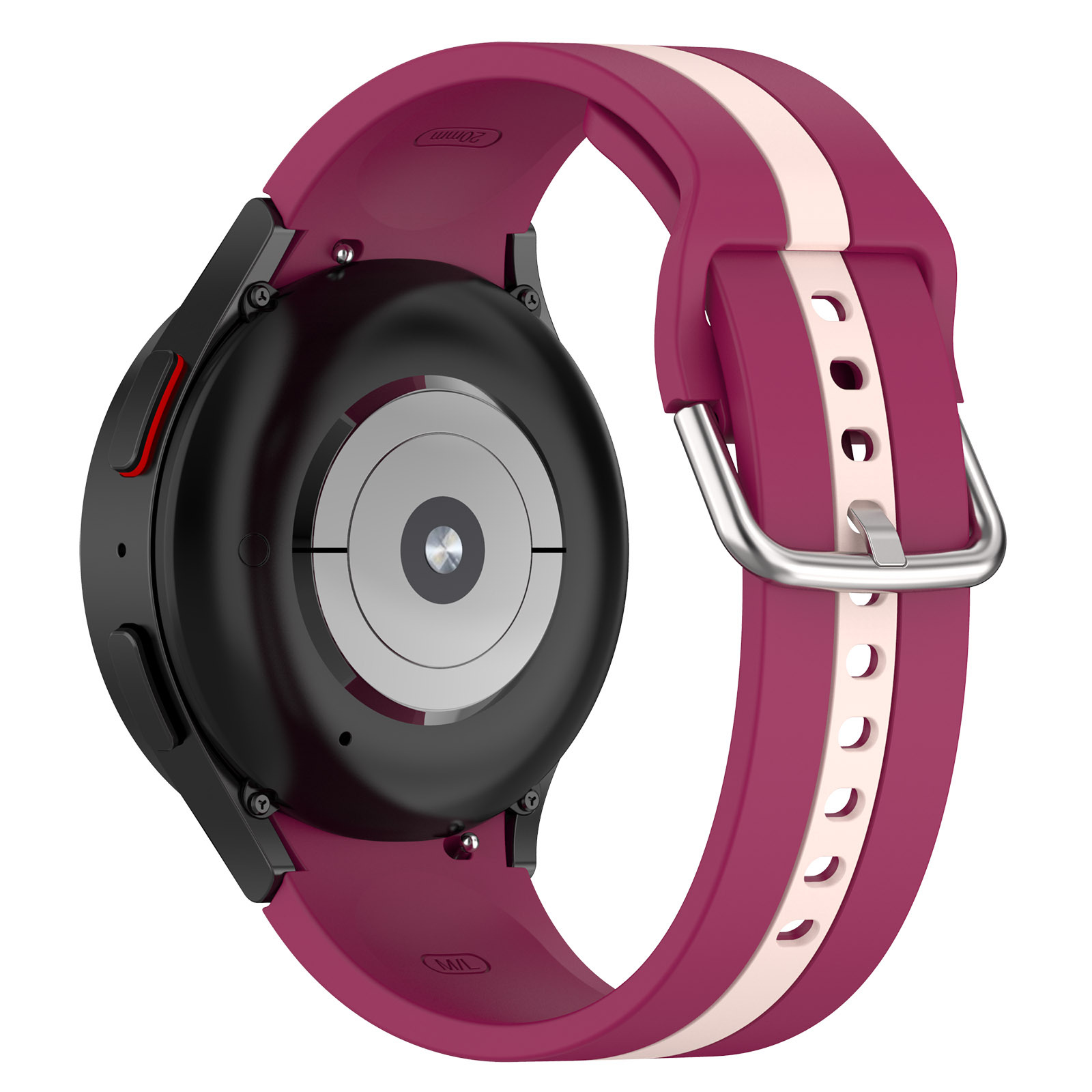 silikonovij-reminecz-d2-dlya-samsung-galaxy-watch-4-5-temno-chervono-rozhevij-20mm-2