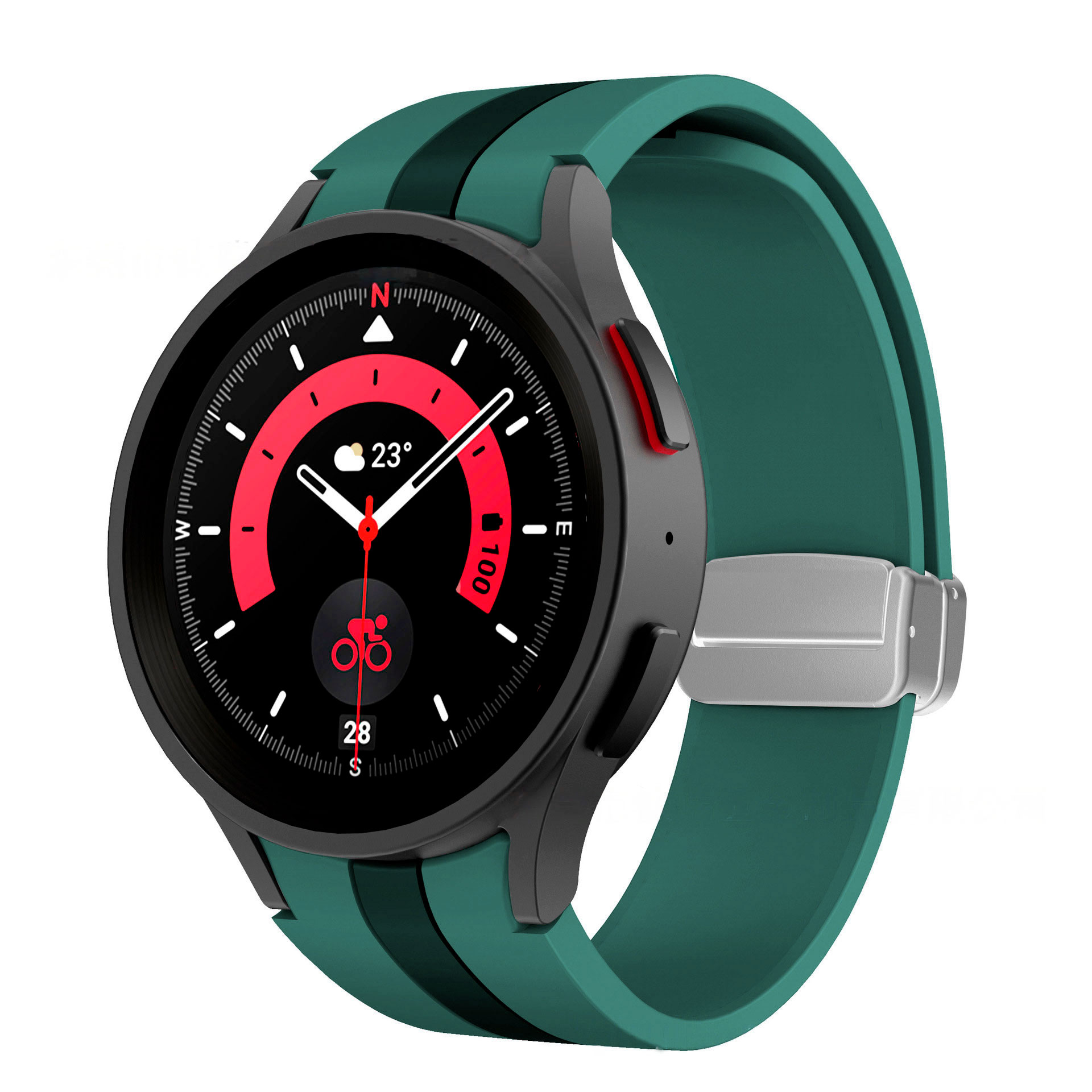 sylikonovyj-reminecz-cls-way-dlya-samsung-galaxy-watch-4-5-temno-zeleno-chornyj-20mm-1new
