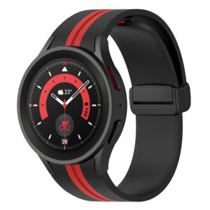 Силіконовий ремінець Cls-line-black для Samsung Galaxy Watch 4 / 5 / 6 чорно-червоний 20mm