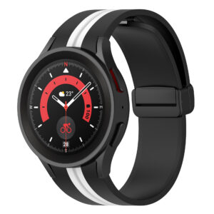Силіконовий ремінець Cls-line-black для Samsung Galaxy Watch 4 / 5 / 6 чорно-білий 20mm
