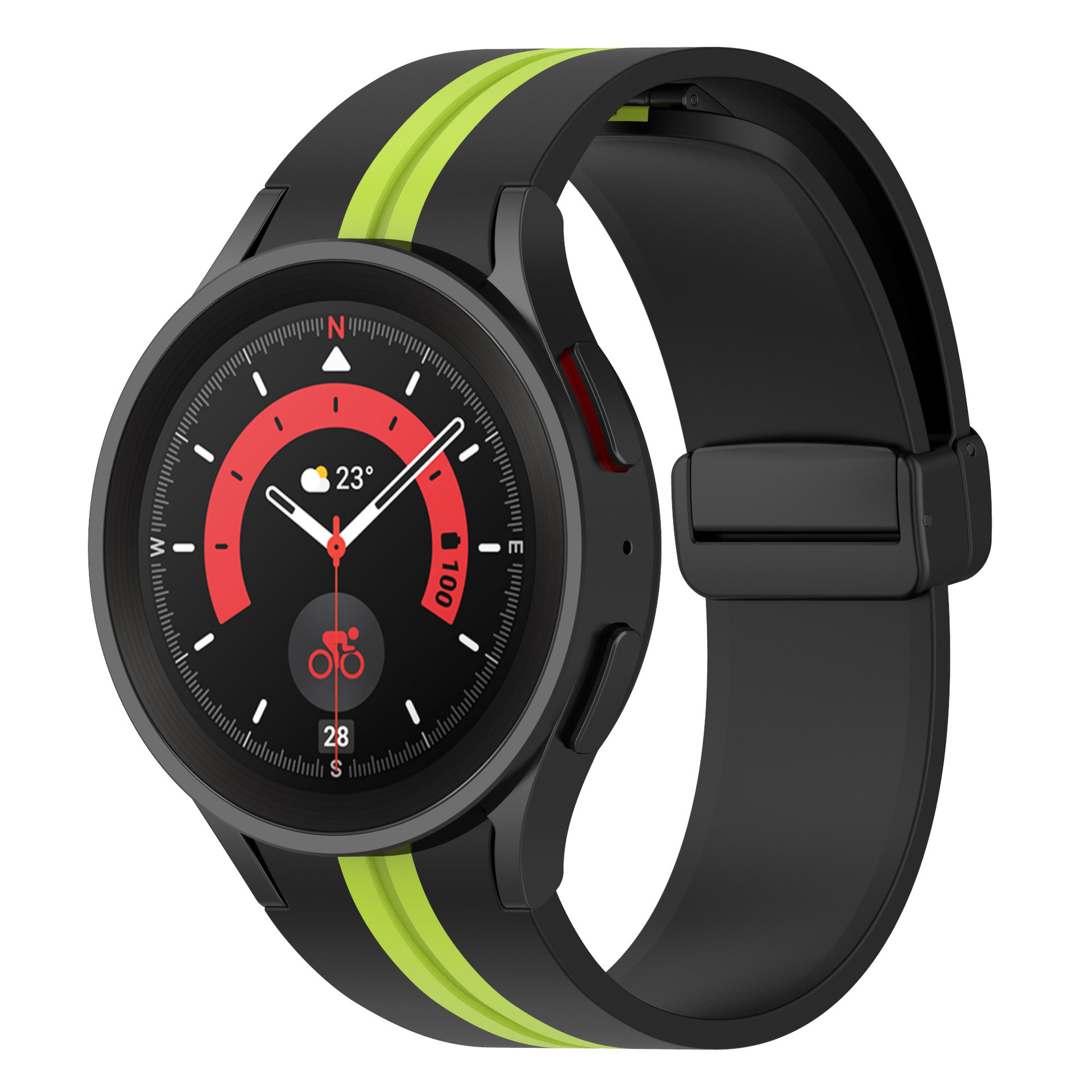 sylikonovyj-reminecz-cls-line-black-dlya-samsung-galaxy-watch-4-5-6-chorno-zelenyj-20mm-2
