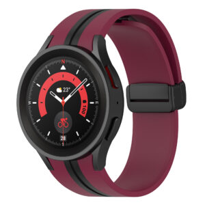 Силіконовий ремінець Cls-line-black для Samsung Galaxy Watch 4 / 5 / 6 темно-червоно-чорний 20mm