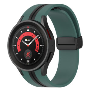 Силіконовий ремінець Cls-line-black для Samsung Galaxy Watch 4 / 5 / 6 темно-зелено-чорний 20mm