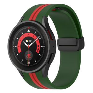 Силіконовий ремінець Cls-line-black для Samsung Galaxy Watch 4 / 5 / 6 зелено-червоний 20mm