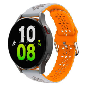 Силіконовий ремінець Flower для Samsung Galaxy Watch Active (1,2) / Samsung Galaxy Watch 42mm сіро-помаранчевий 20mm