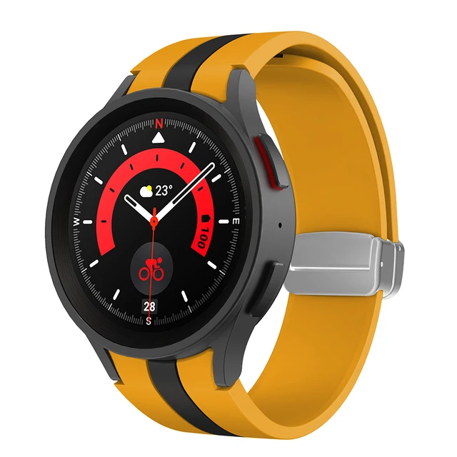 sylikonovyj-reminecz-cls-way-dlya-samsung-galaxy-watch-4-5-6-zhovto-girchychno-chornyj-20mm-1