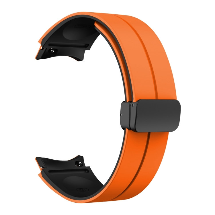 sylikonovyj-reminecz-magnetic-dlya-samsung-galaxy-watch-4-5-6-pomaranchevo-chornyj-20mm-1