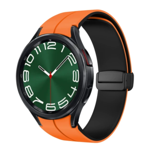 Силіконовий ремінець Magnetic для Samsung Galaxy Watch 4 / 5 / 6 помаранчево-чорний 20mm