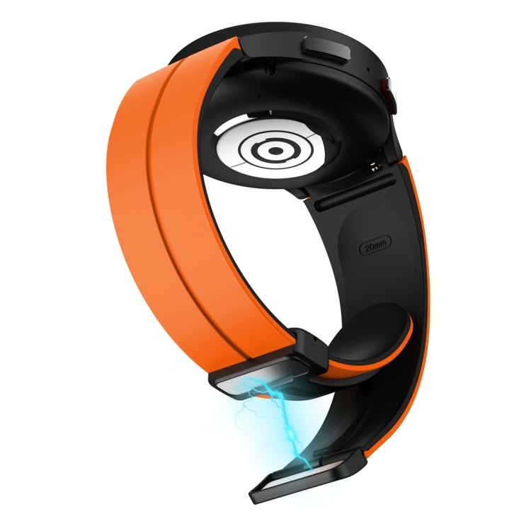 sylikonovyj-reminecz-magnetic-dlya-samsung-galaxy-watch-4-5-6-pomaranchevo-chornyj-20mm-3