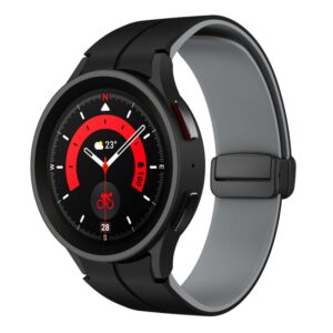 Силіконовий ремінець Magnetic для Samsung Galaxy Watch 4 / 5 / 6 чорно-сірий 20mm