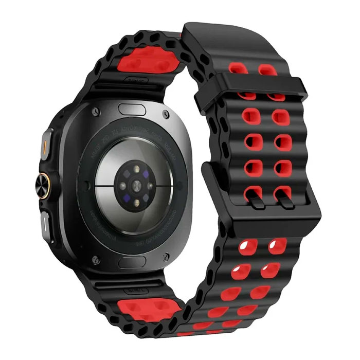 sylikonovyj-reminecz-classic-color-dlya-samsung-galaxy-watch-ultra-chorno-chervonyj-1n Силіконовий ремінець Classic Color для Samsung Galaxy Watch Ultra / Ultra 2 - чорно-червоний