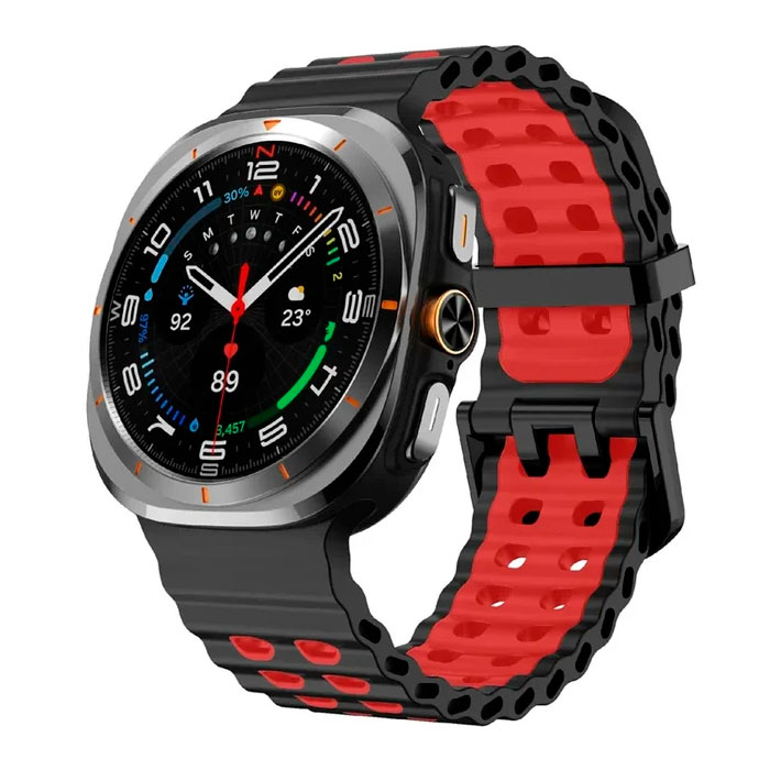 sylikonovyj-reminecz-classic-color-dlya-samsung-galaxy-watch-ultra-chorno-chervonyj-2n Силіконовий ремінець Classic Color для Samsung Galaxy Watch Ultra / Ultra 2 - чорно-червоний