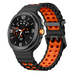 Силіконовий перфорований ремінець Classic Color для Samsung Galaxy Watch 8 40mm / 44mm / 8 Classic - чорно-помаранчевий