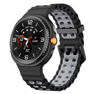 Силіконовий перфорований ремінець Classic Color для Samsung Galaxy Watch 8 40mm / 44mm / 8 Classic - чорно-сірий