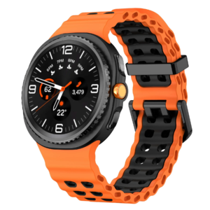 Силіконовий перфорований ремінець Classic Color для Samsung Galaxy Watch 8 40mm / 44mm / 8 Classic - помаранчево-чорний
