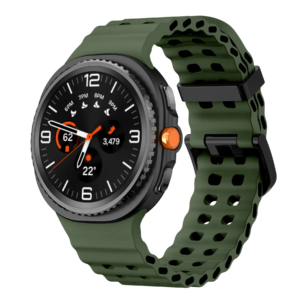 Силіконовий перфорований ремінець Ocean для Samsung Galaxy Watch 8 40mm / 44mm / 8 Classic - темно-зелений