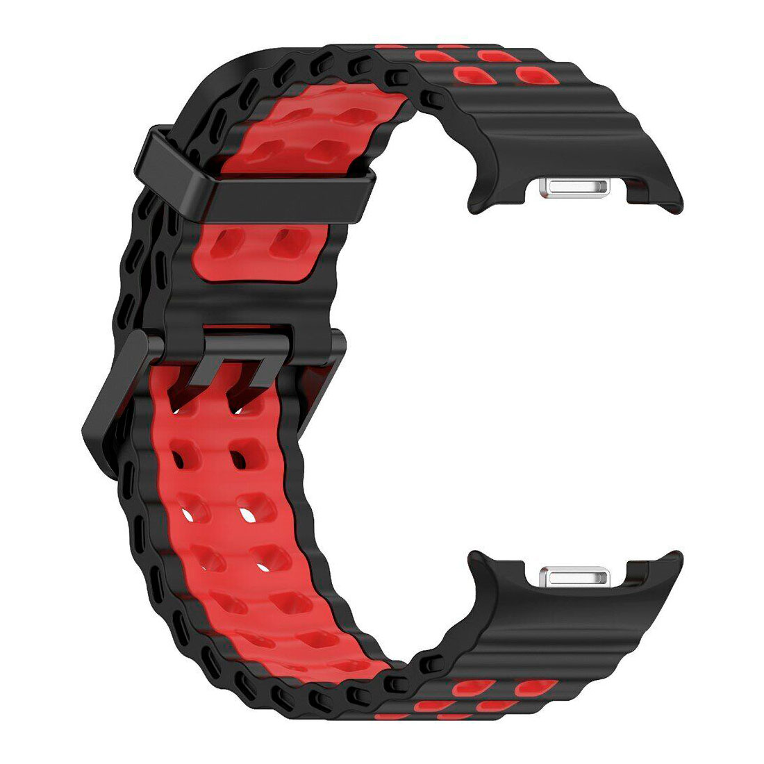 sylikonovyj-perforovanyj-reminecz-classic-color-dlya-samsung-galaxy-watch-8-40mm-44mm-8-classic-chorno-chervonyj-3n Силіконовий перфорований ремінець Classic Color для Samsung Galaxy Watch 8 / 8 Classic / 9 - чорно-червоний
