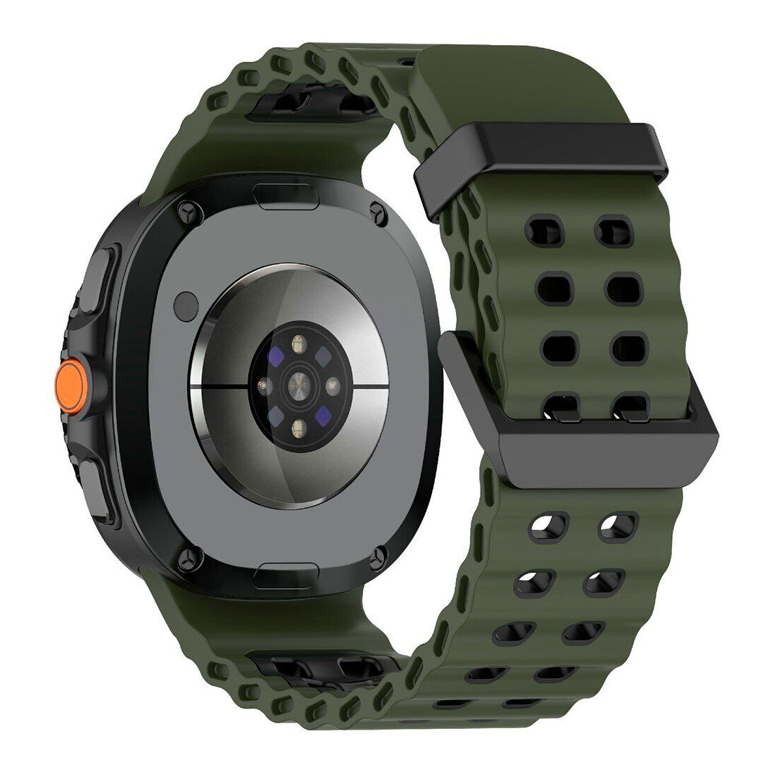 sylikonovyj-perforovanyj-reminecz-classic-color-dlya-samsung-galaxy-watch-8-40mm-44mm-8-classic-zeleno-chornyj-1n Силіконовий перфорований ремінець Classic Color для Samsung Galaxy Watch 8 / 8 Classic / 9 - зелено-чорний