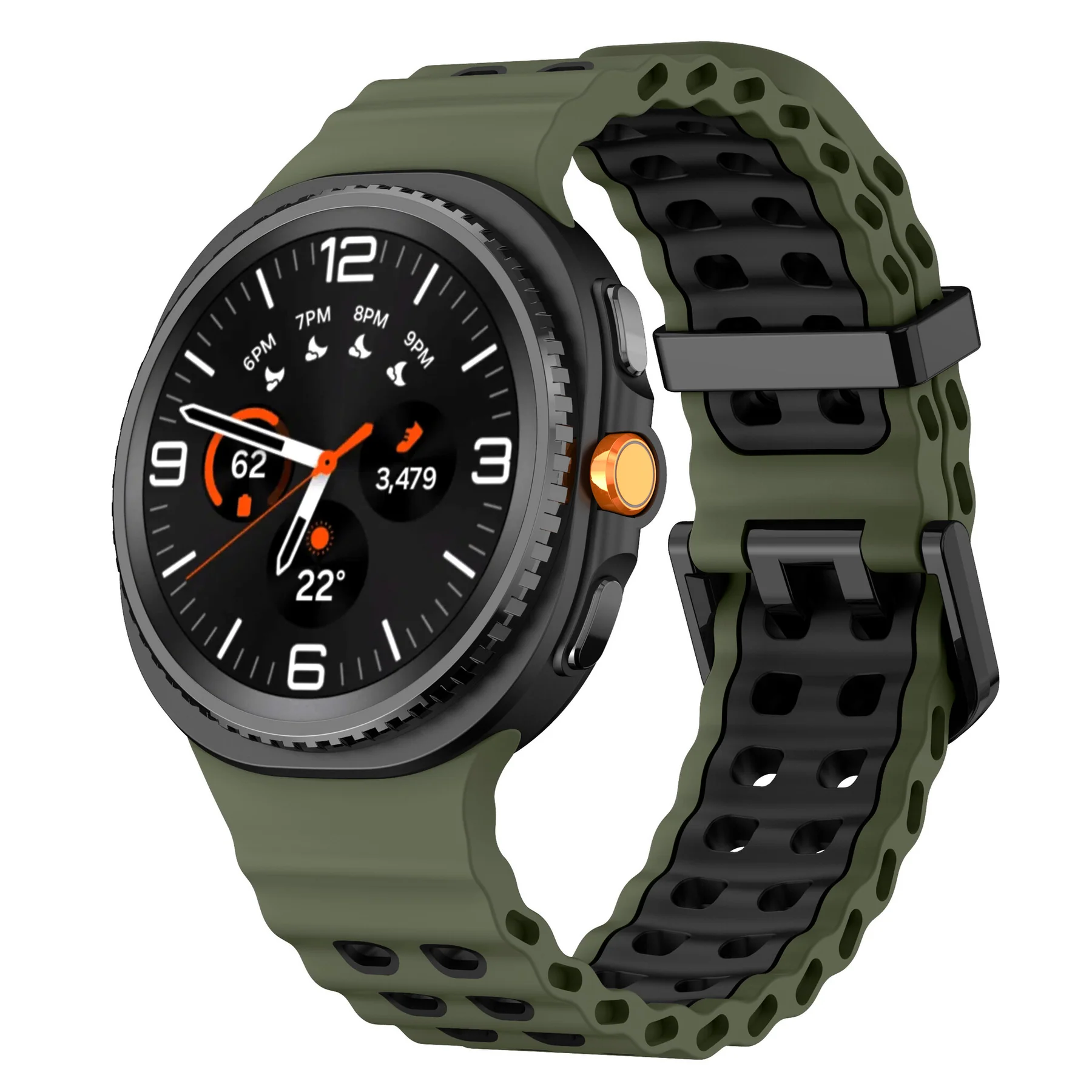 sylikonovyj-perforovanyj-reminecz-classic-color-dlya-samsung-galaxy-watch-8-40mm-44mm-8-classic-zeleno-chornyj-2
