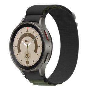 Нейлоновий ремінець Cloth Wave для Samsung Galaxy Watch 4 / 5 / 6 чорно-зелений 20mm