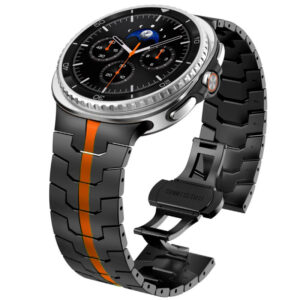 Металевий ремінець Iron для Samsung Galaxy Watch Ultra / Ultra 2 - чорно-помаранчевий