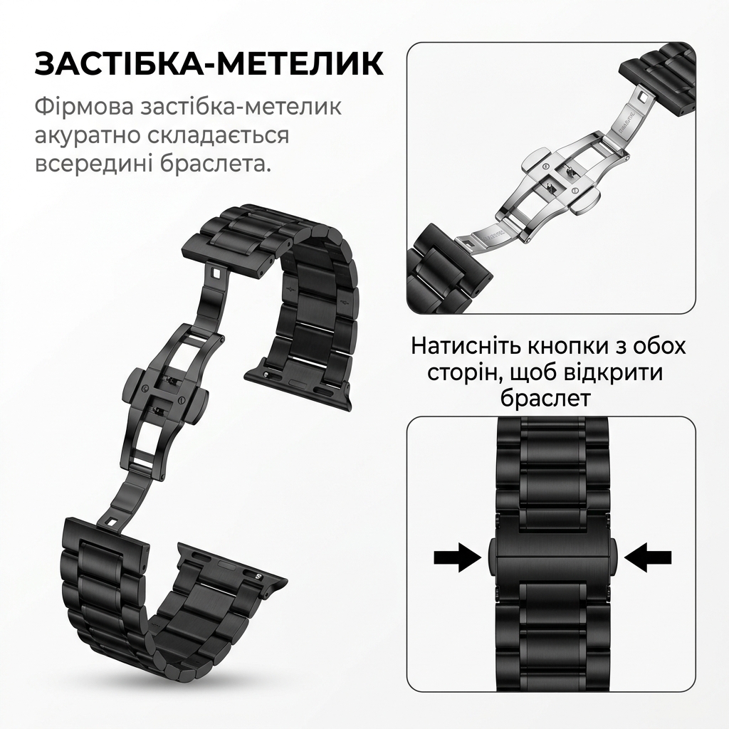 metalevyj-reminecz-iron-dlya-samsung-galaxy-watch-ultra-ultra-2-chornyj-4 Металевий ремінець Iron для Samsung Galaxy Watch Ultra / Ultra 2 - чорний