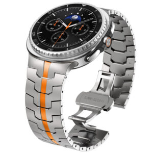 Металевий ремінець Iron для Samsung Galaxy Watch Ultra / Ultra 2 - срібний-помаранчевий
