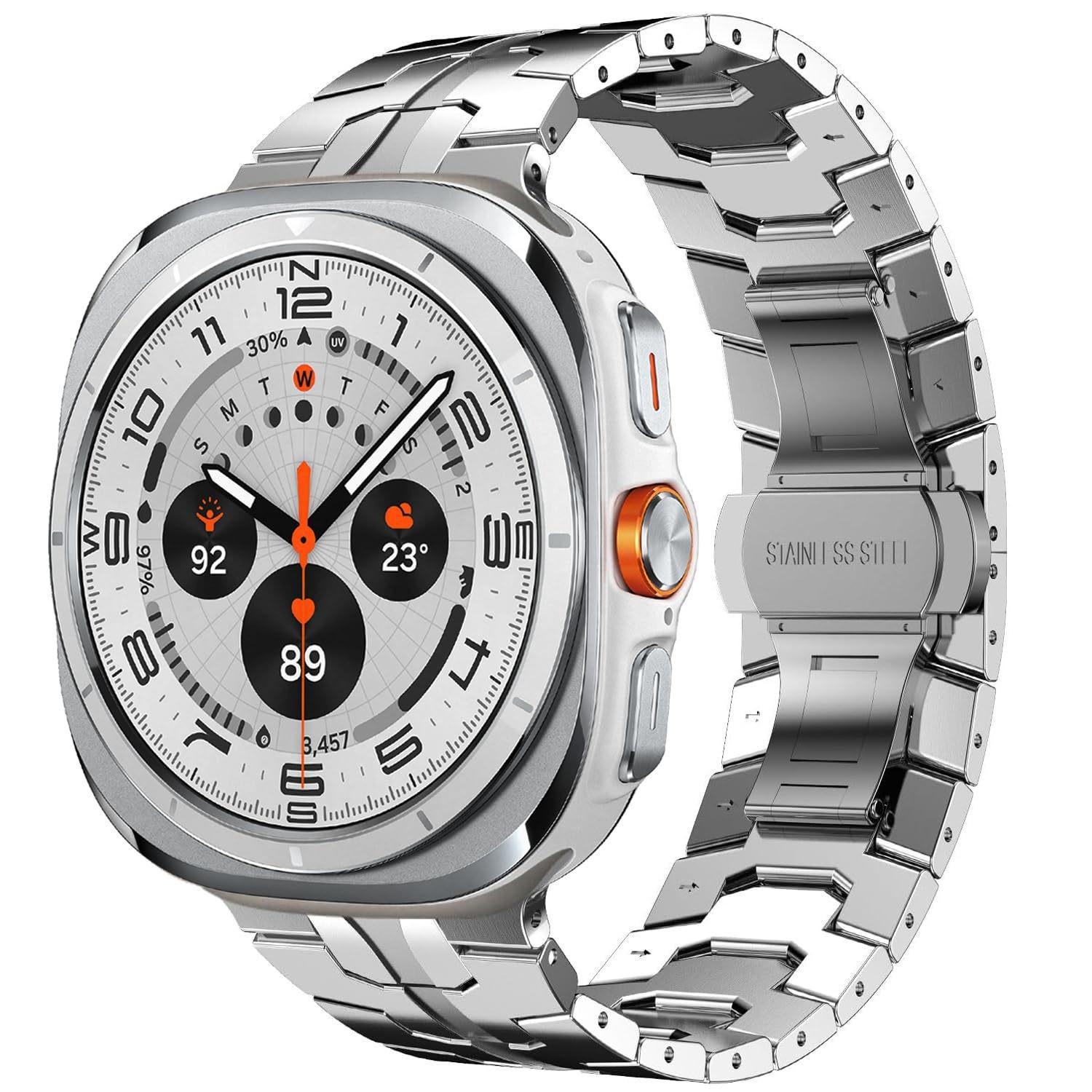 metalevyj-reminecz-iron-dlya-samsung-galaxy-watch-ultra-ultra-2-sribnyj-1 Металевий ремінець Iron для Samsung Galaxy Watch Ultra / Ultra 2 - срібний