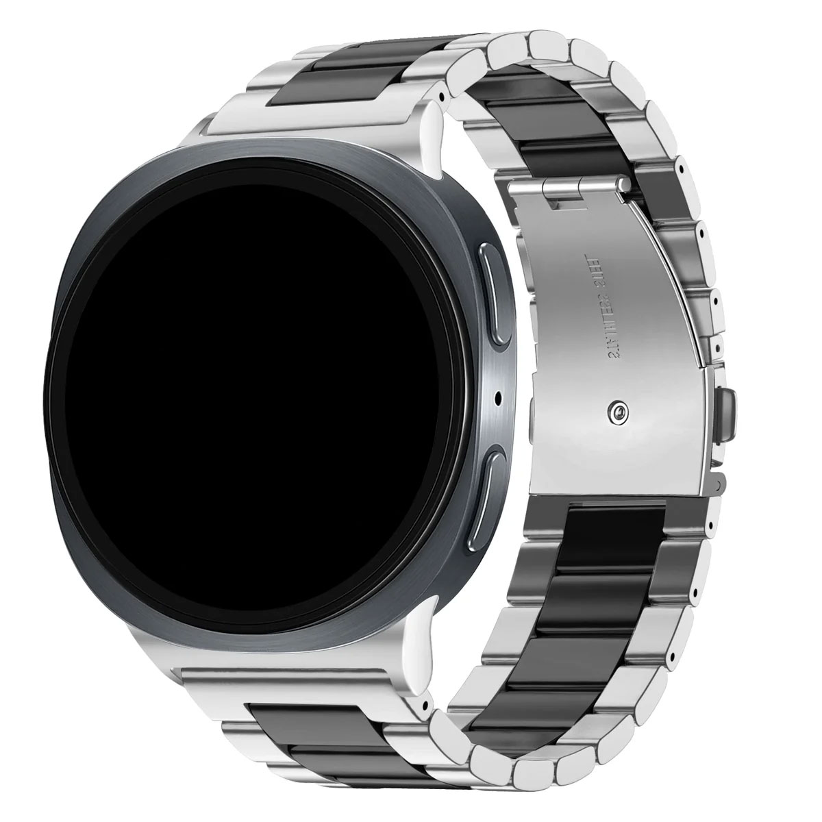 metalevyj-reminecz-stainless-premium-dlya-samsung-galaxy-watch-8-8-classic-9-sribno-chornyj-2 Металевий ремінець Stainless Premium для Samsung Galaxy Watch 8 / 8 Classic / 9 - срібно-чорний