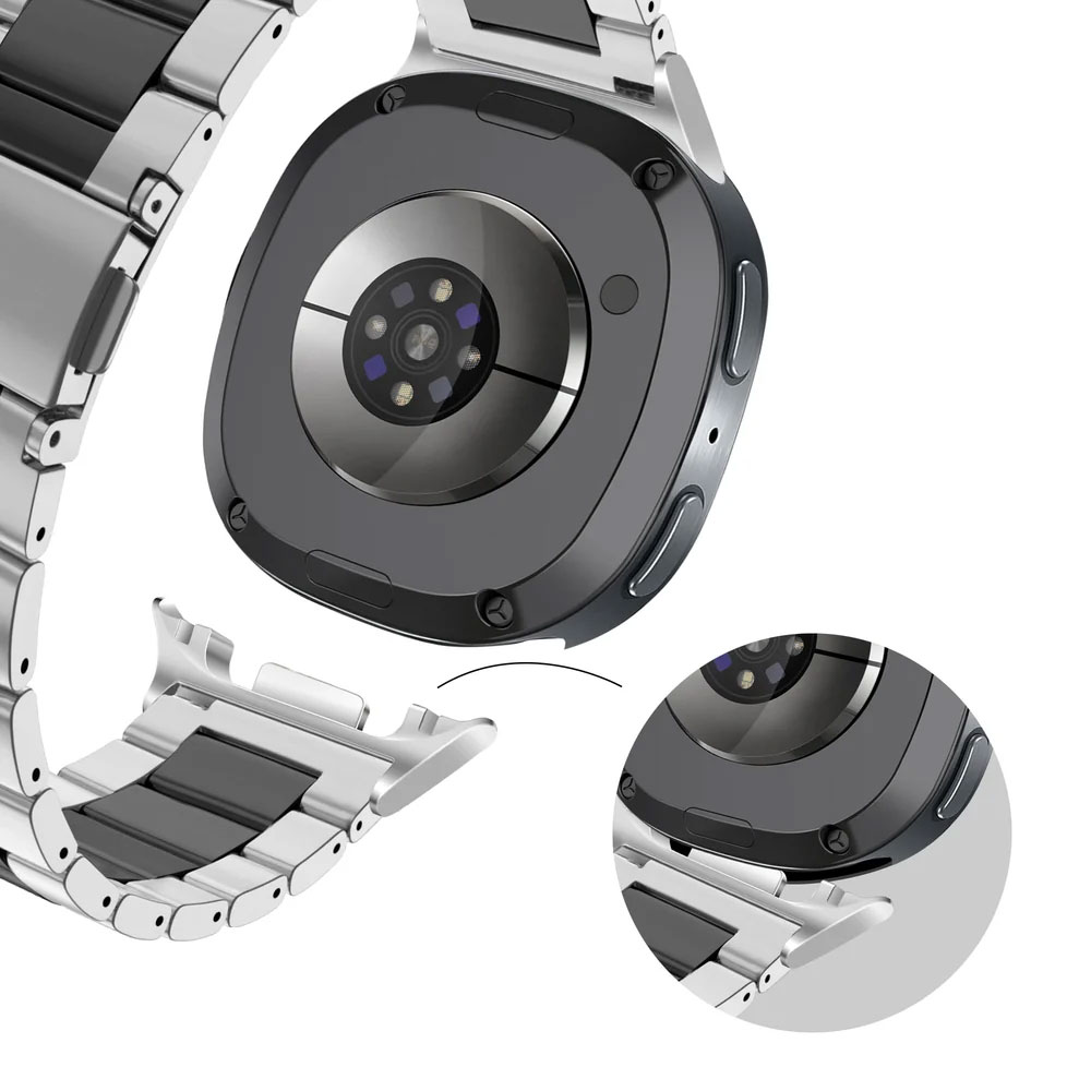 metalevyj-reminecz-stainless-premium-dlya-samsung-galaxy-watch-8-8-classic-9-sribno-chornyj-3 Металевий ремінець Stainless Premium для Samsung Galaxy Watch 8 / 8 Classic / 9 - срібно-чорний