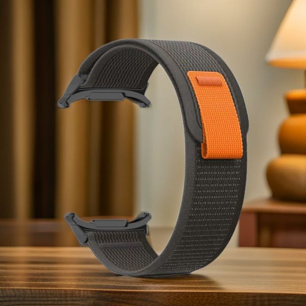 nejlonovyj-reminecz-cloth-dlya-samsung-galaxy-watch-8-9-chorno-pomaranchevyj-l-3 Нейлоновий ремінець Cloth для Samsung Galaxy Watch 8 / 8 Classic / 9 - чорно-помаранчевий