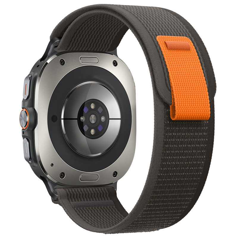 nejlonovyj-reminecz-cloth-dlya-samsung-galaxy-watch-8-9-chorno-pomaranchevyj-l-4 Нейлоновий ремінець Cloth для Samsung Galaxy Watch 8 / 8 Classic / 9 - чорно-помаранчевий