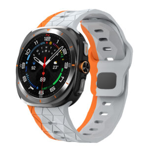 Силіконовий спортивний ремінець Ranger для Samsung Galaxy Watch Ultra / Ultra 2 - біло-помаранчевий