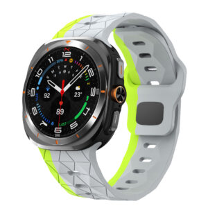 Силіконовий спортивний ремінець Ranger для Samsung Galaxy Watch Ultra / Ultra 2 - біло-салатовий