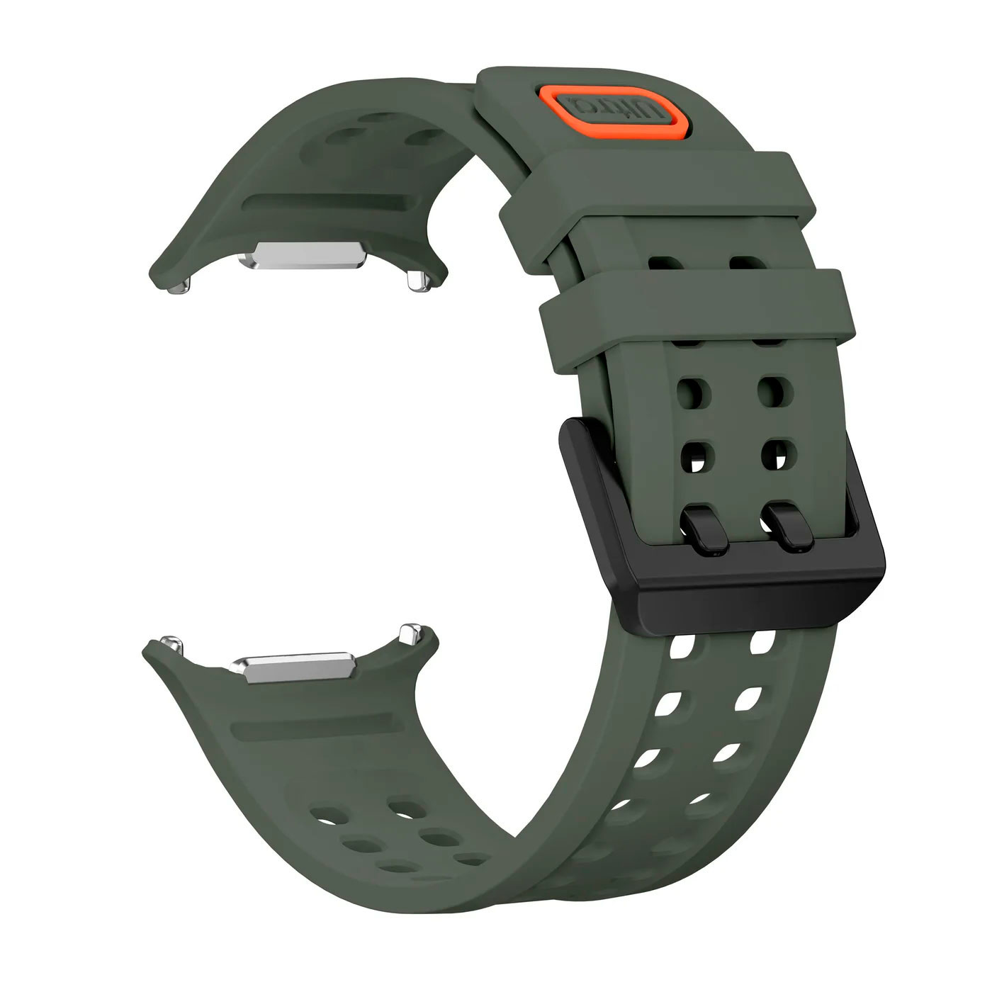 sylikonovyj-perforovanyj-reminecz-ultrasport-dlya-samsung-galaxy-watch-ultra-zelenyj-4 Силіконовий перфорований ремінець UltraSport для Samsung Galaxy Watch Ultra / Ultra 2 - темно-зелений