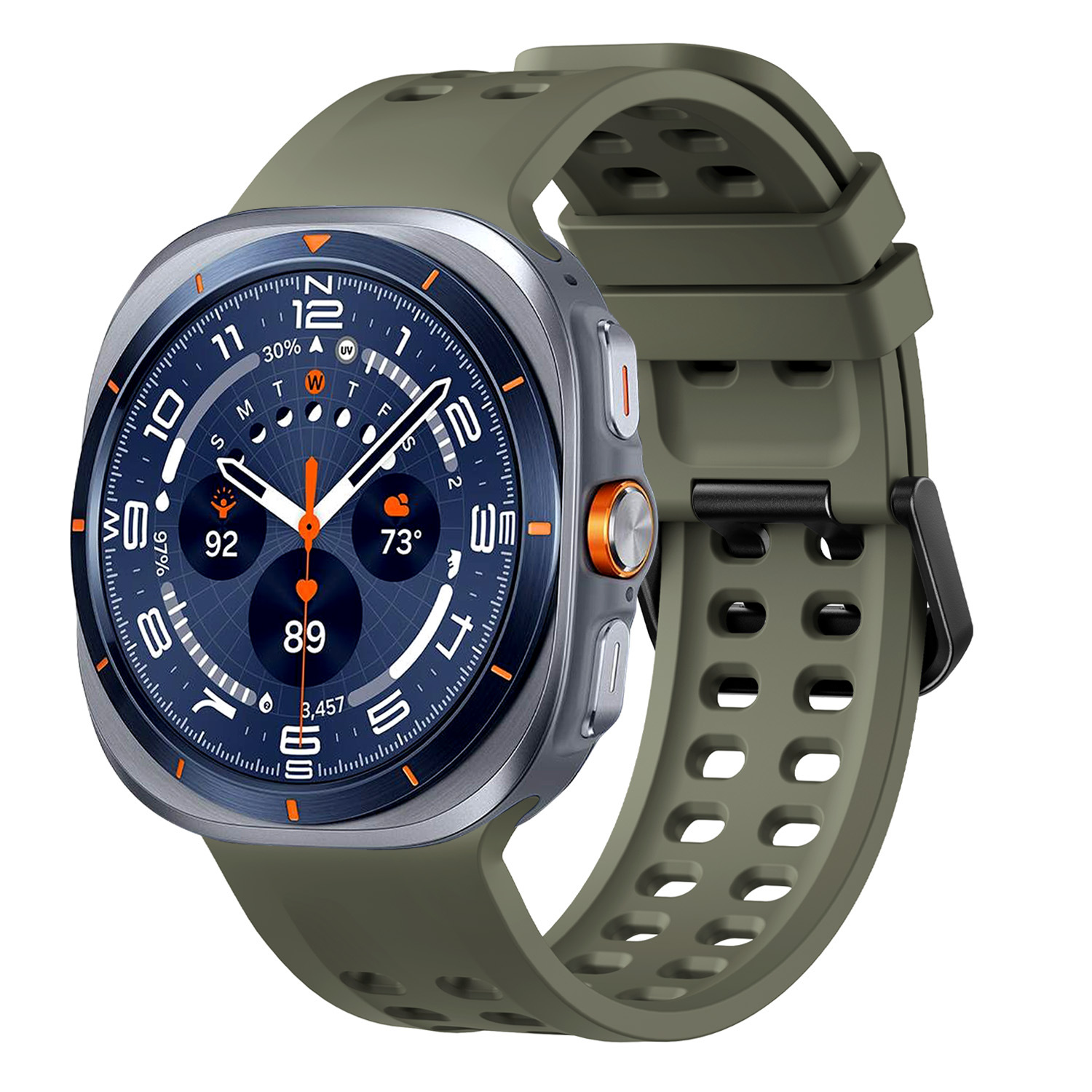 sylikonovyj-perforovanyj-reminecz-ultrasport-dlya-samsung-galaxy-watch-ultra-zelenyj-5 Силіконовий перфорований ремінець UltraSport для Samsung Galaxy Watch Ultra / Ultra 2 - темно-зелений