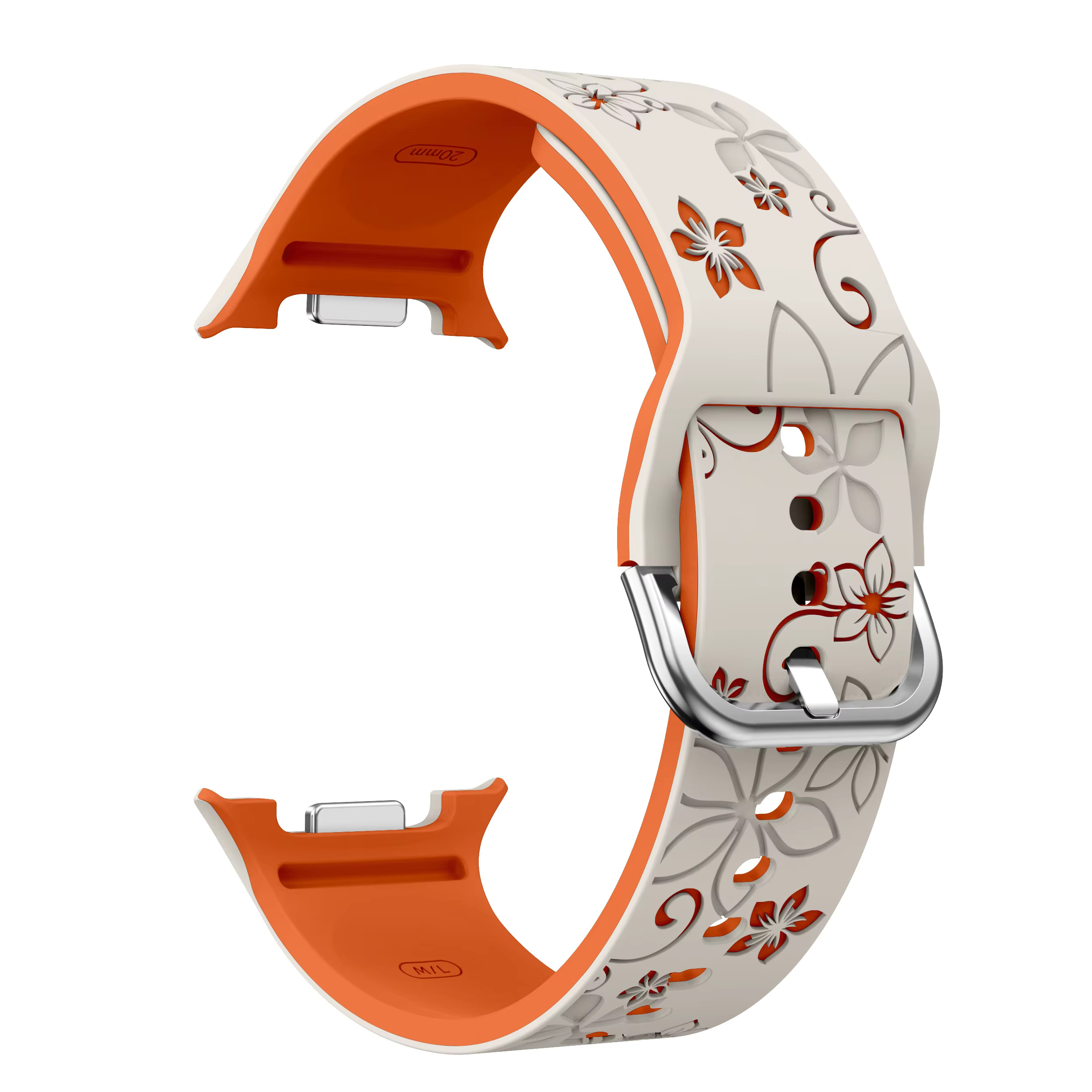 sylikonovyj-reminecz-bloomy-dlya-samsung-galaxy-watch-8-9-molochno-pomaranchevyj-4 Силіконовий ремінець Bloomy для Samsung Galaxy Watch 8 / 8 Classic / 9 - молочно-помаранчевий