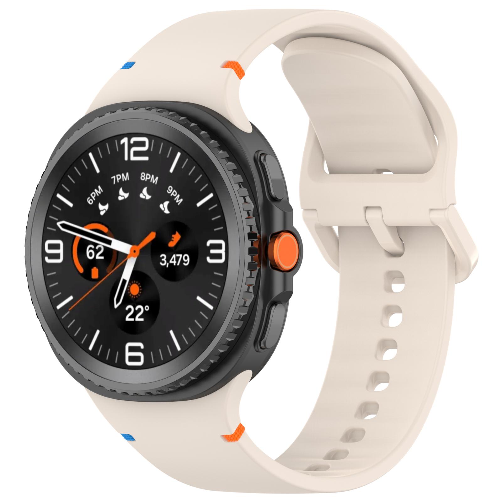 sylikonovyj-reminecz-stitch-dlya-samsung-galaxy-watch-8-9-starlight-ml-1 Силіконовий ремінець Stitch для Samsung Galaxy Watch 8 / 8 Classic / 9 — кремово-бежевий (розмір M/L, ширина 22 мм)