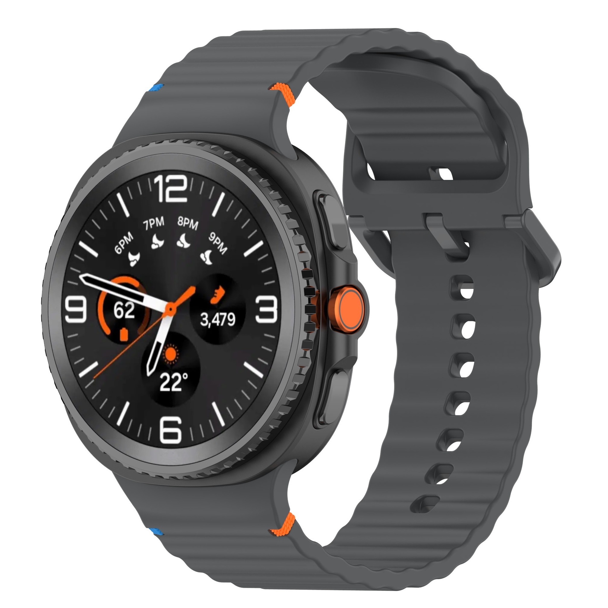 sylikonovyj-reminecz-seven-pro-dlya-samsung-galaxy-watch-8-9-temno-siryj-22mm-1 Силіконовий ремінець Seven Pro для Samsung Galaxy Watch 8 / 8 Classic / 9 - темно-сірий